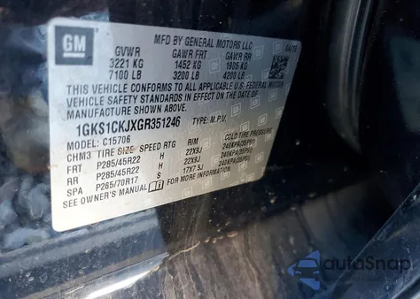 2016 GMC Yukon Denali z USA, uszkodzony, nr VIN 1GKS1CKJXGR351246